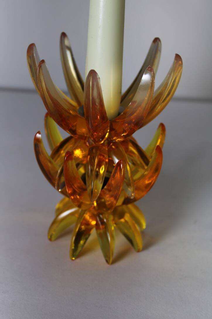 Friedel Lotus Lucite candle holders Germany 1960 x3