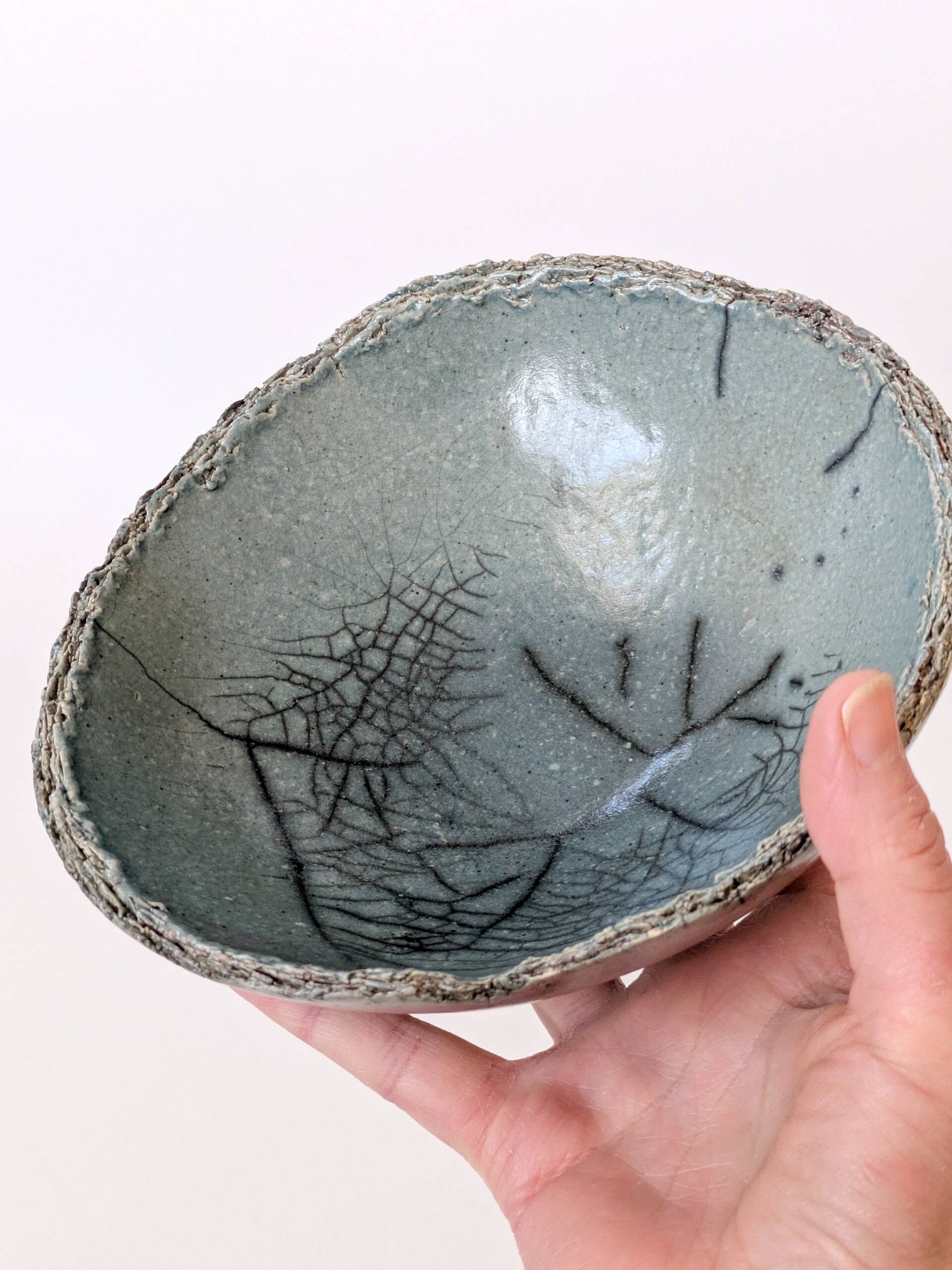 Vintage Raku ceramic bowl, handmade, signed, Japanese craftsmanship.