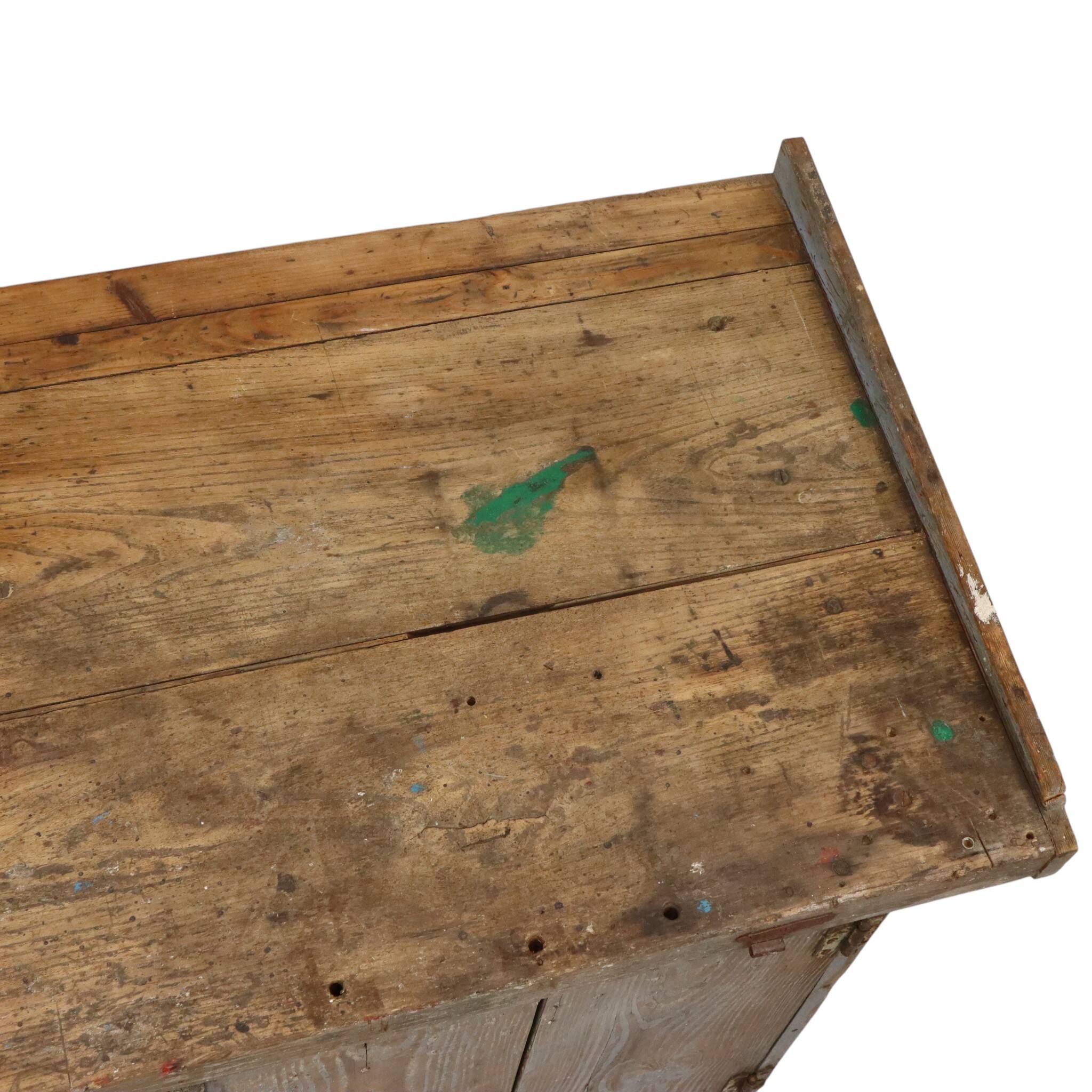Characterful Old Blue Workbench Sideboard Unique 124cm