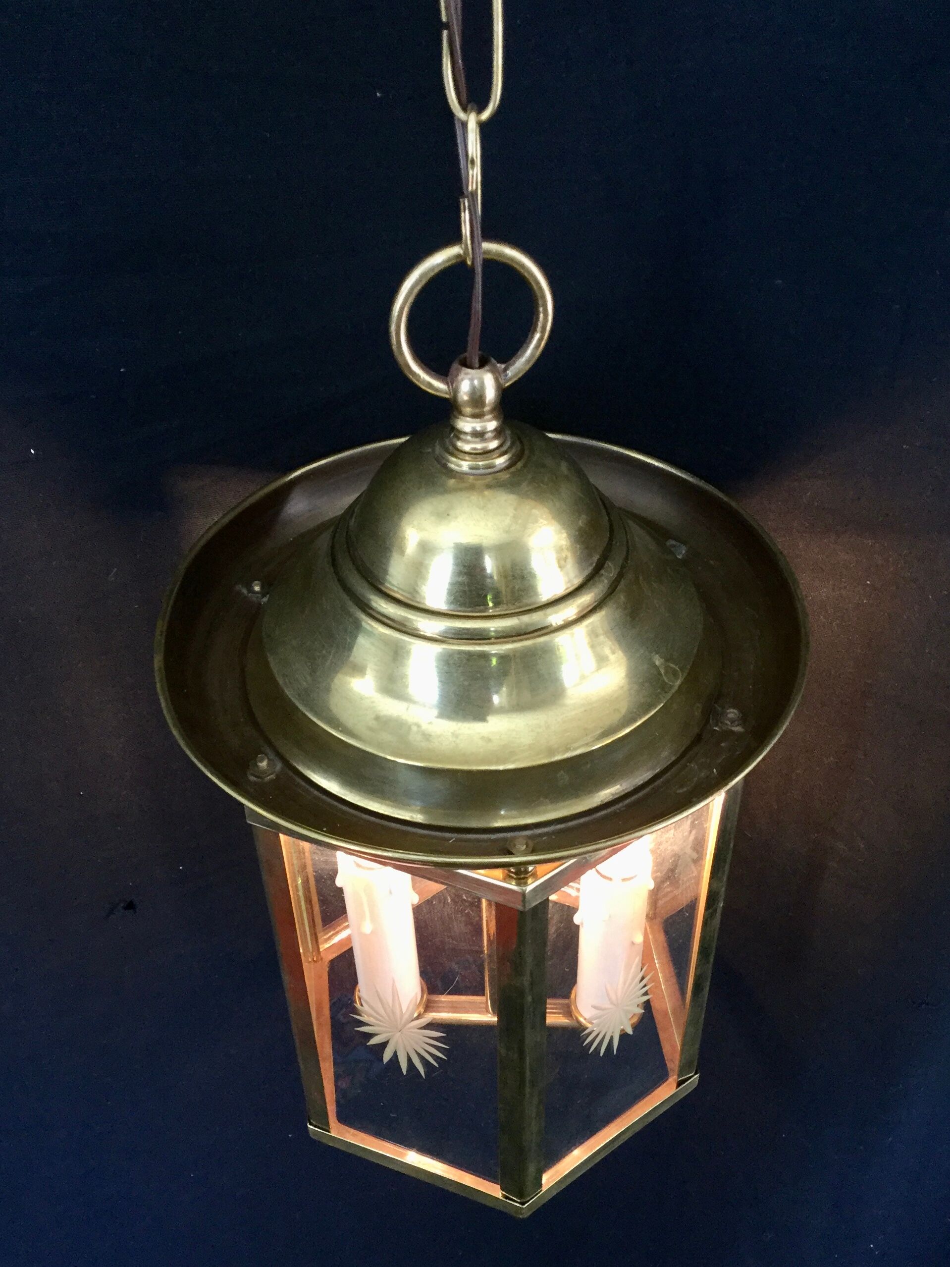 Lantern 2 lights in bronze and brass