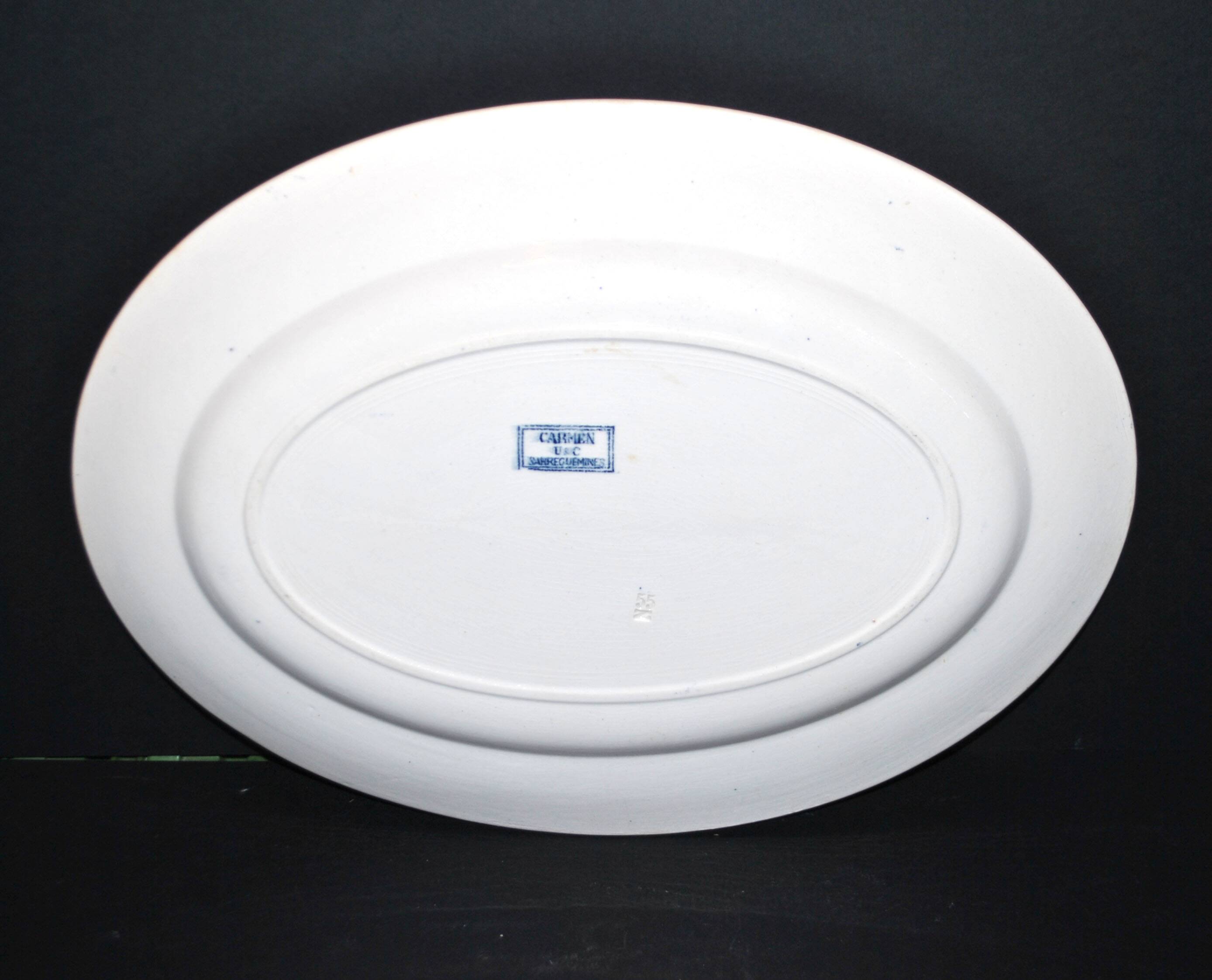 Carmen oval earthenware dish U&C Sarreguemines butterfly 35.5cm