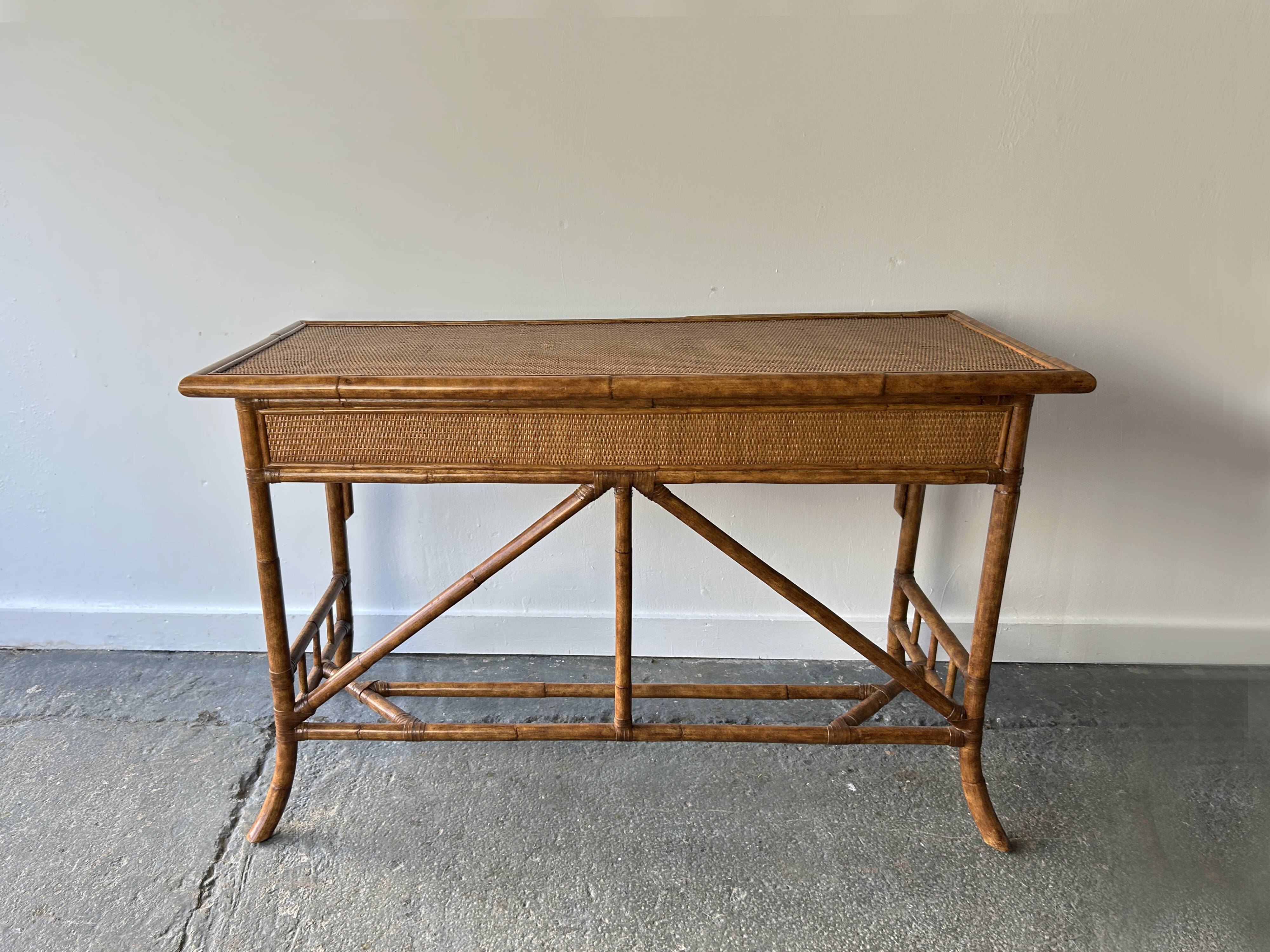 Vintage Mid-century bamboo rattan console table / writing table / desk