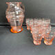 Service for 4 people - Art Deco - Glass or 1/2 pink crystal blown and cut