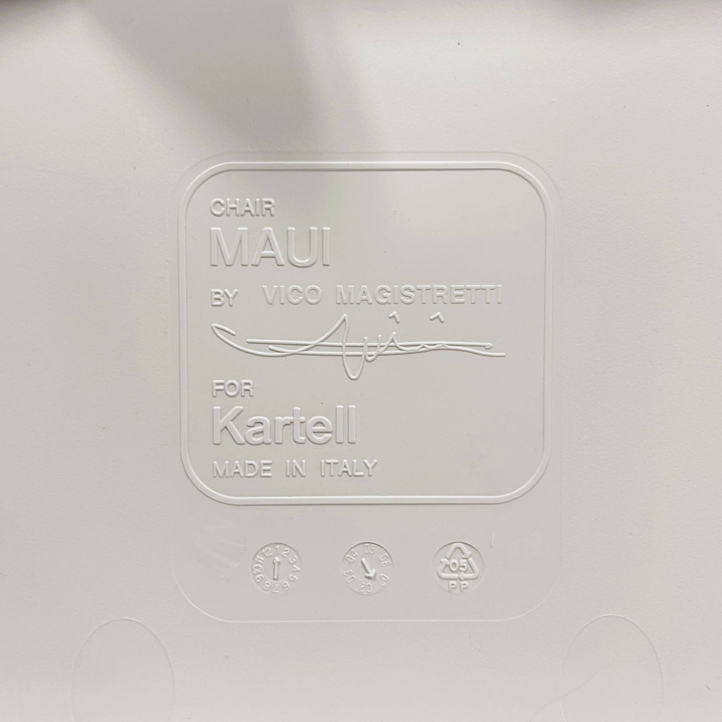 Set of 4 white Maui chairs by Magistretti for Kartell 2000s Italy