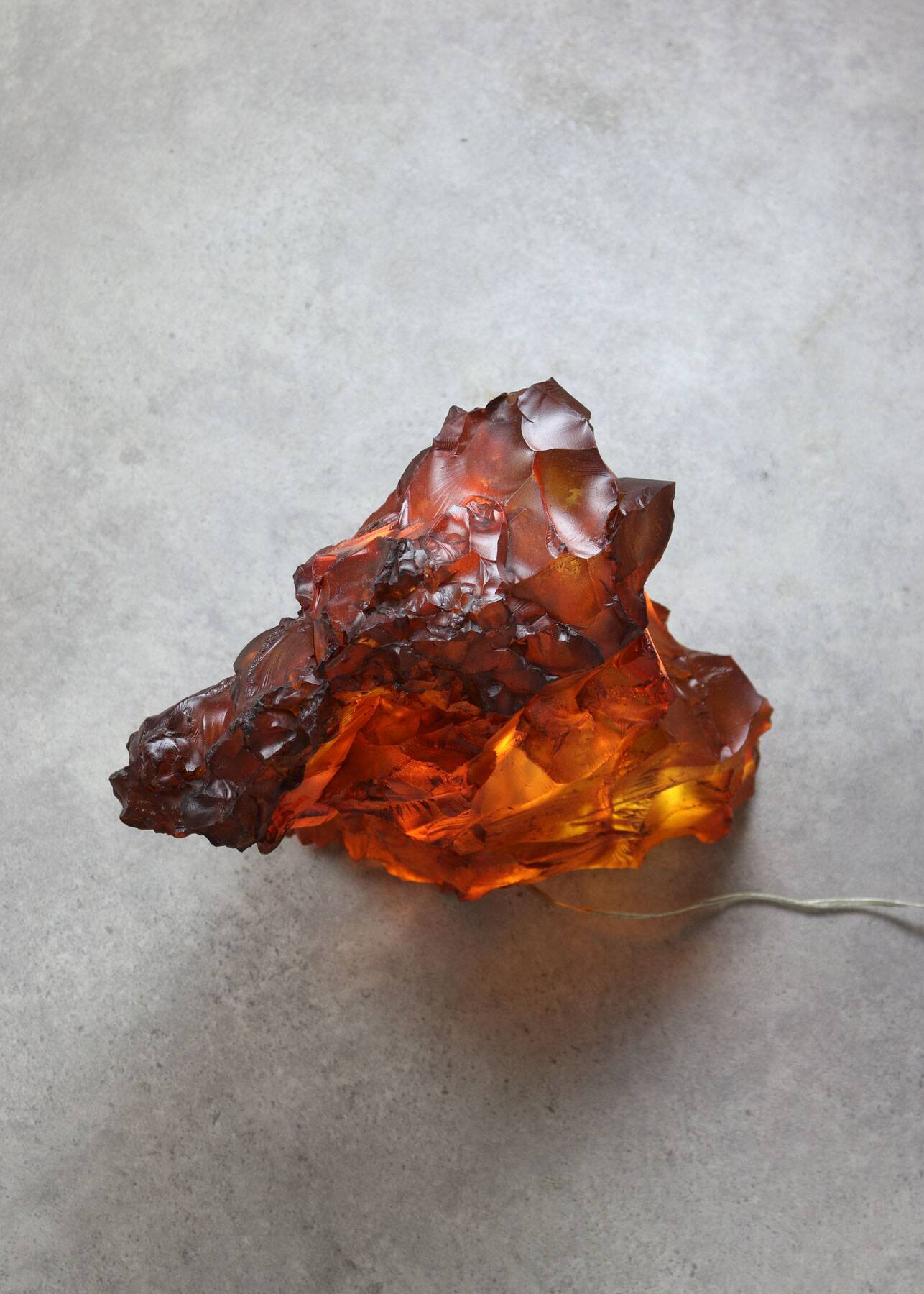 Vintage Italian Orange Sculpture Lamp, 70s