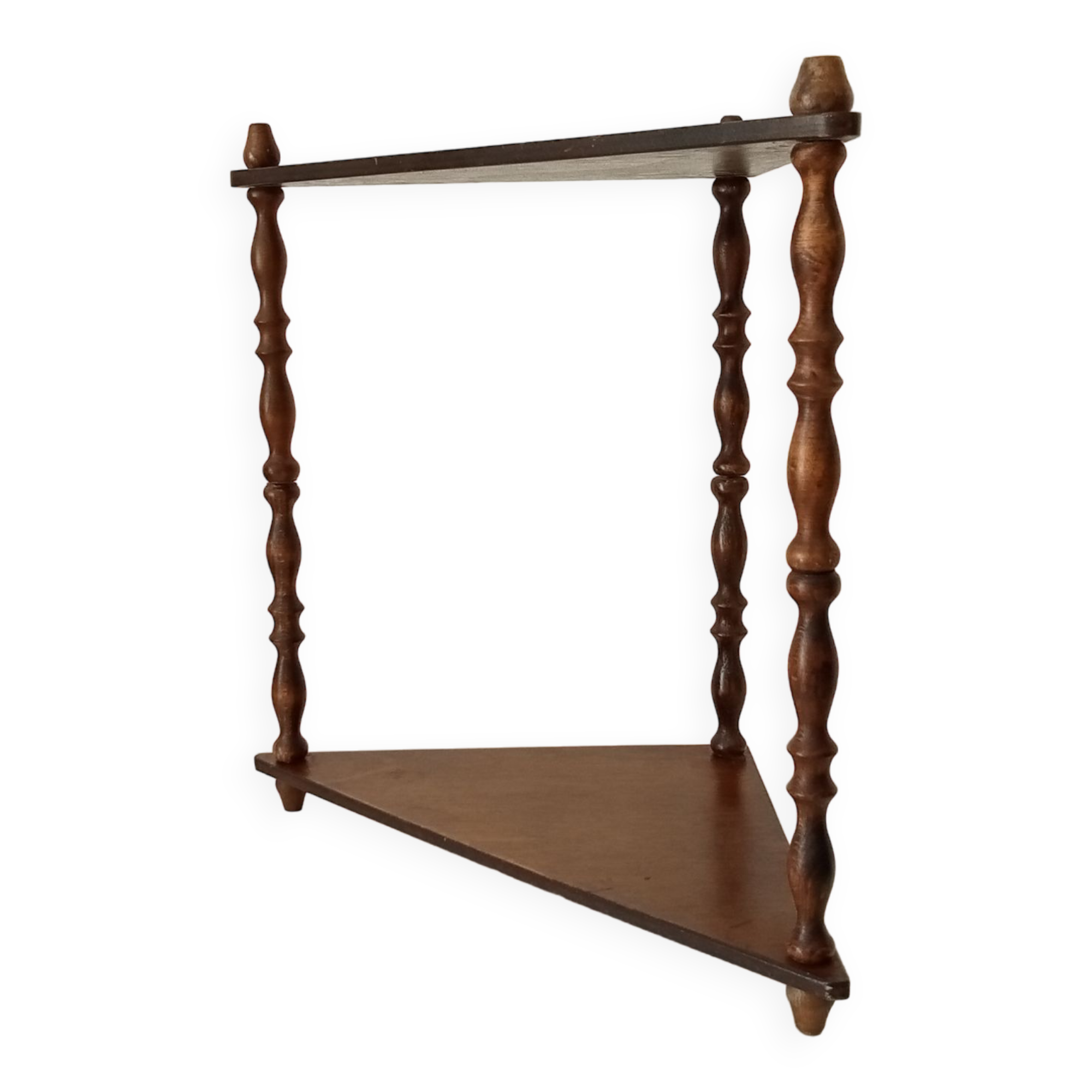 Vintage turned wood wall shelf