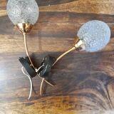Paire d'appliques laiton et verre 60'