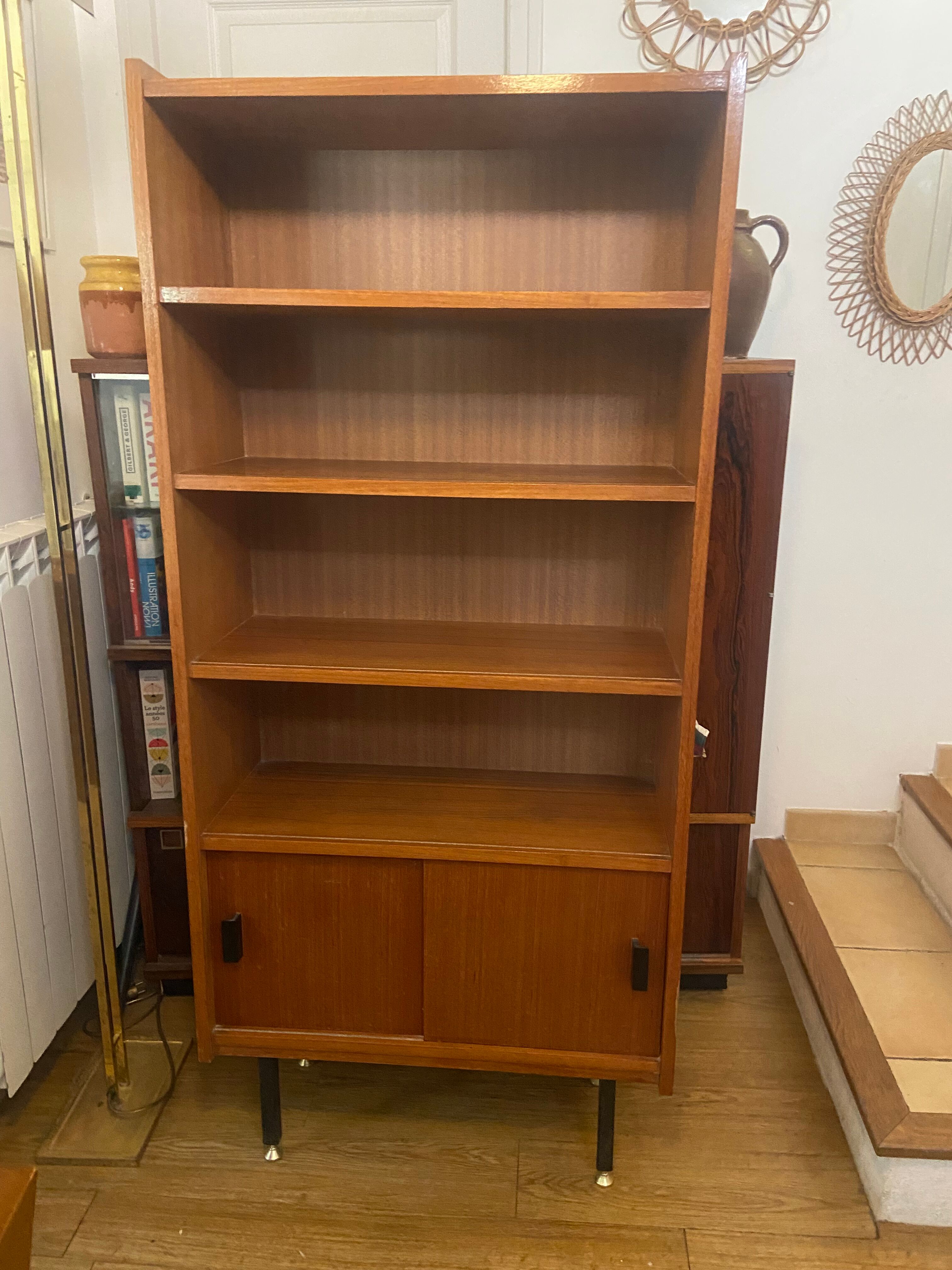 Vintage teak bookcase shelf