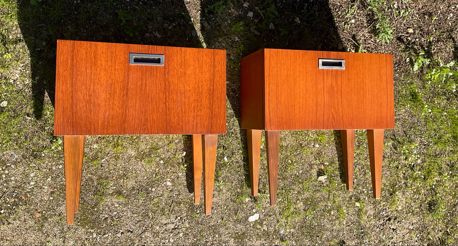 Pair of Scandinavian teak bedside tables from the 60s-70s.