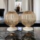 Pair of vintage golden globe wall or ceiling lights