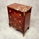 Commode d'entre deux style transition, satin & amarante, 19th