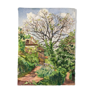 Aquarelle maison aux - iris