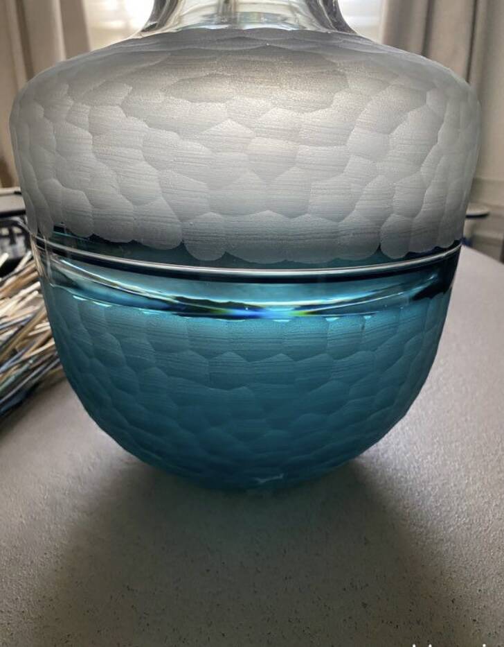 Vase style Lalique tons bleus