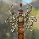 Solid carved wooden coat rack with gilded bronze in Baroque style.