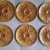 Set 6 assiettes à huitres marron