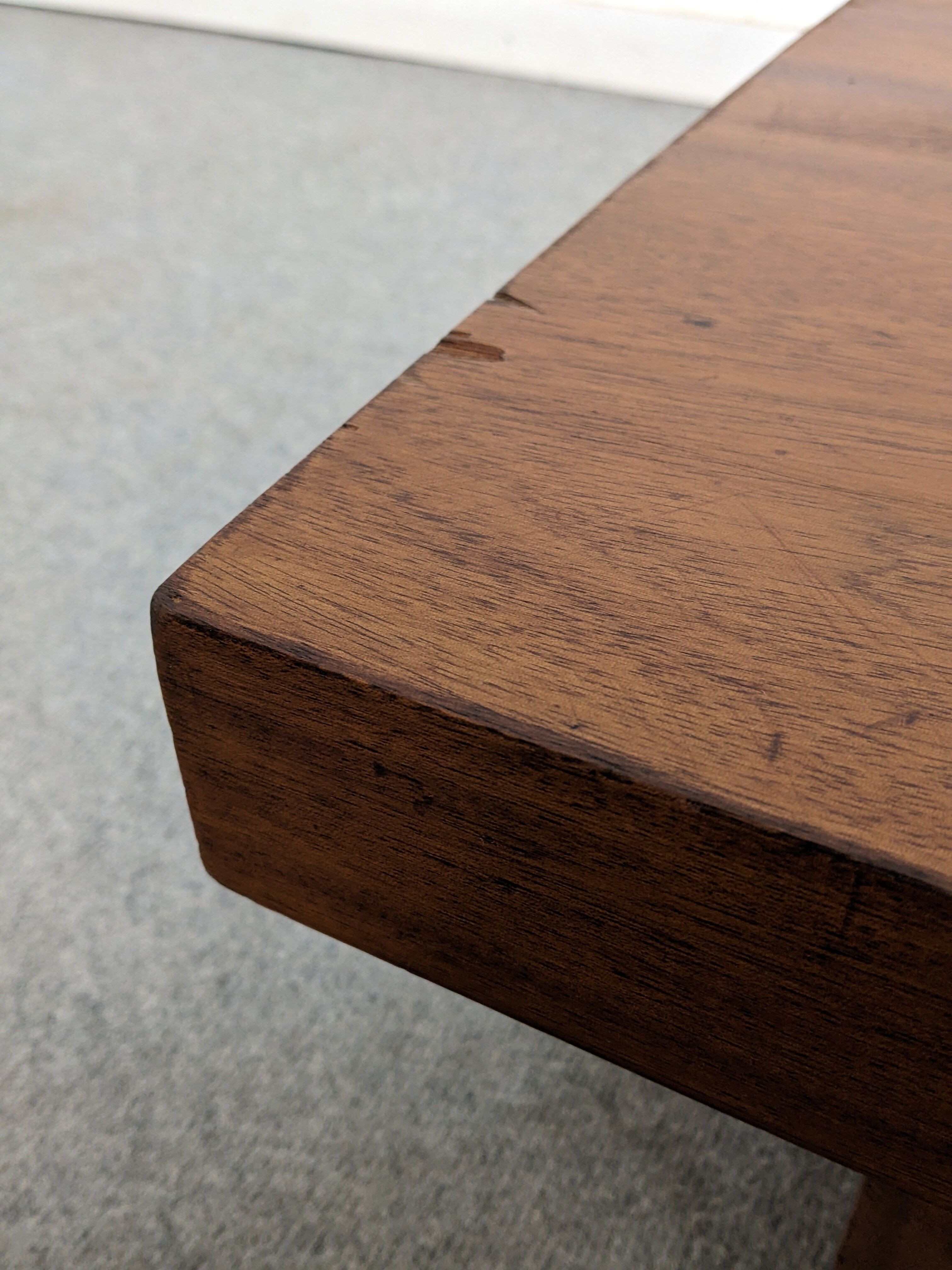 Brutalist coffee table in solid teak from the 60s/70s