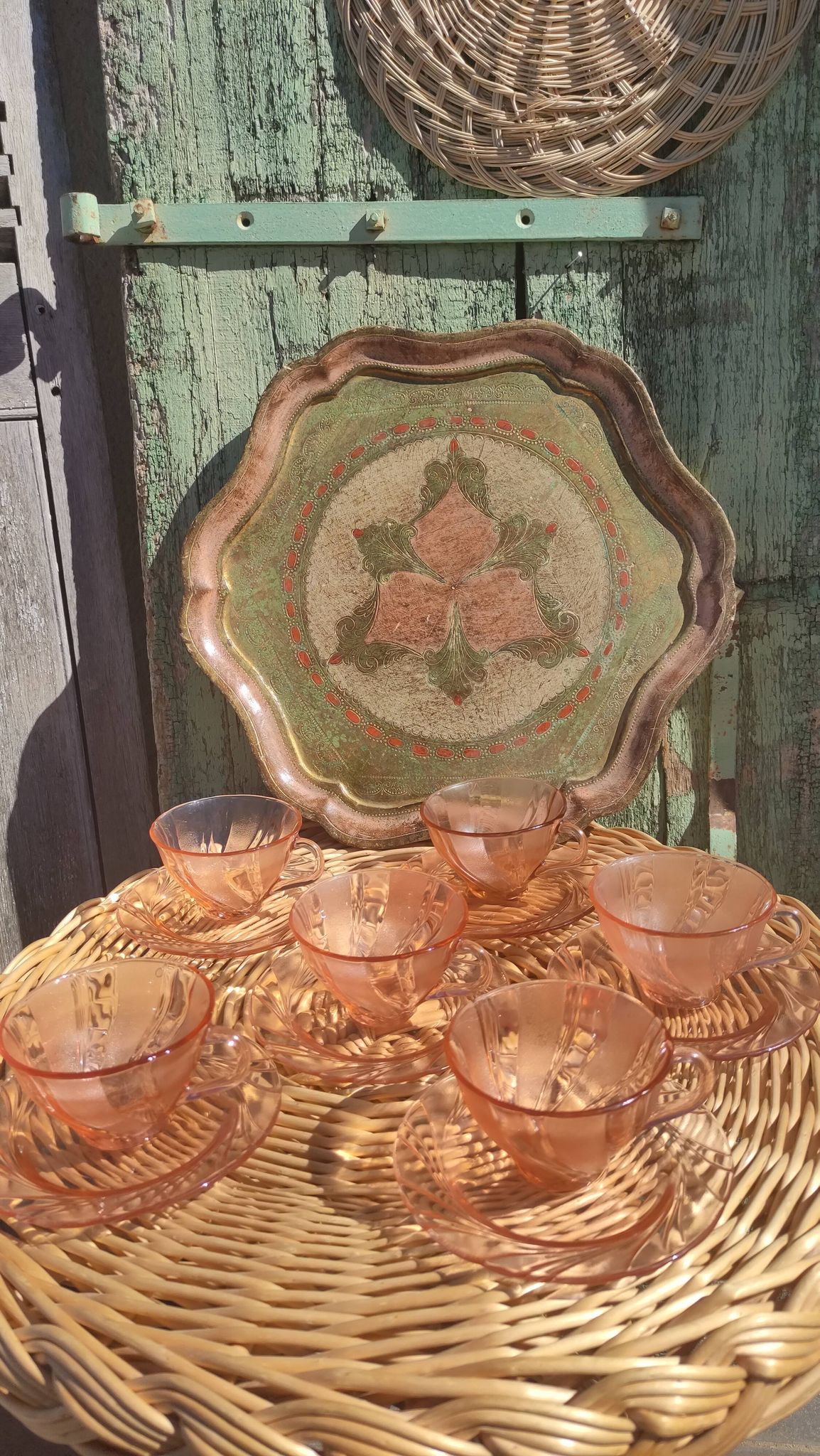 Vintage vereco pink cups France six-serve