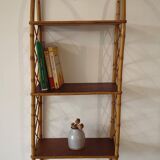 Vintage wall shelf in bamboo and wood