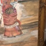 Grande Aquarelle Encadrée - Une Élégante - Signée période 1900