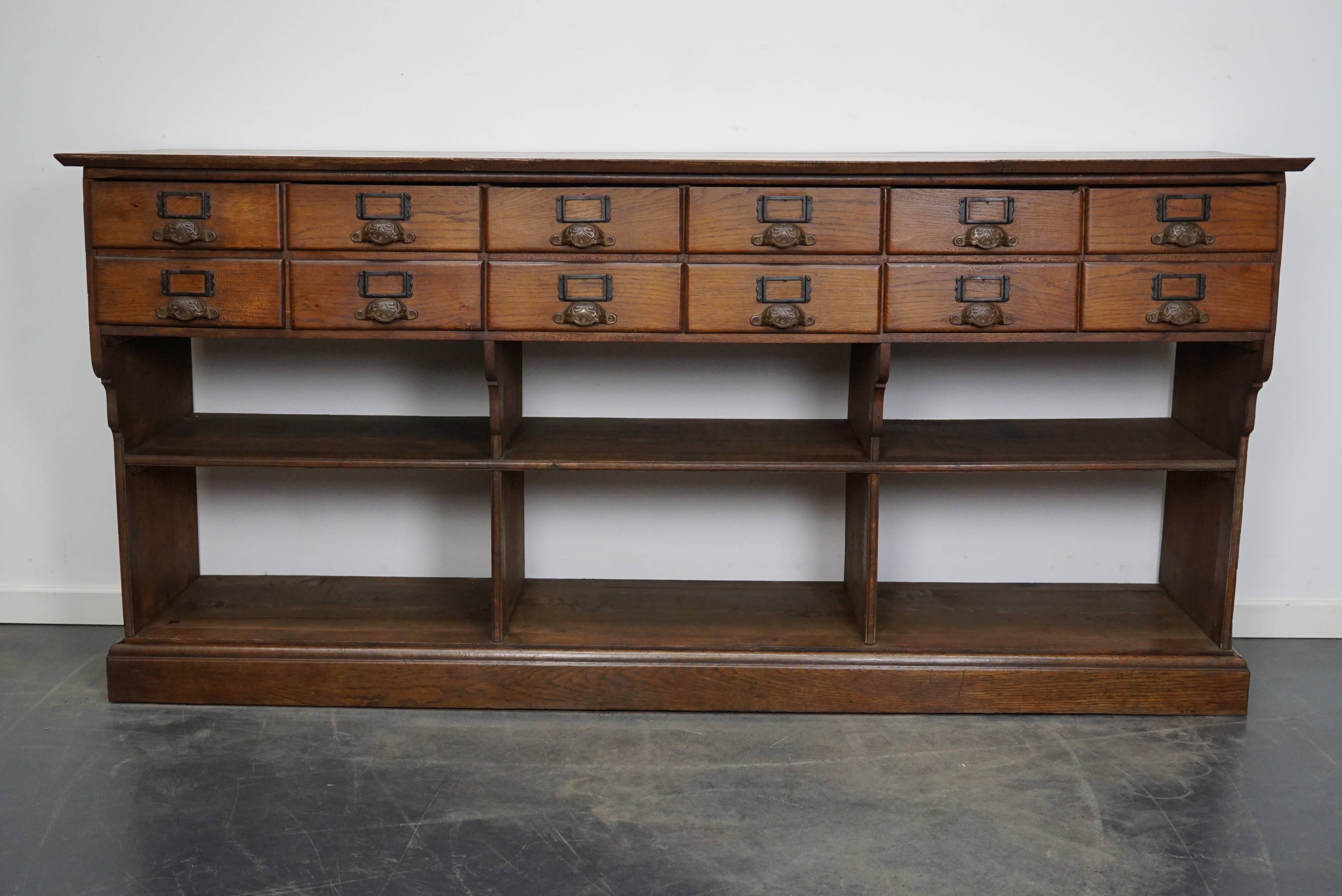 French oak late XIXth century general store shop / display cabinet