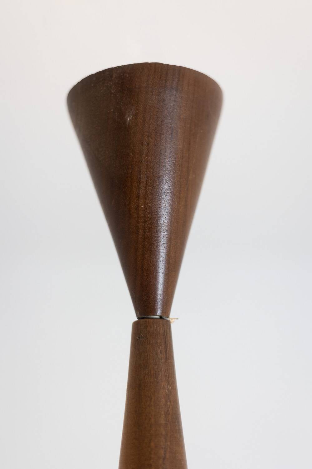 Pendant light in white opaline glass and blond mahogany. 1960s.