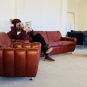 Vintage Danish mid-century Svend Skipper leather club chairs 1970s