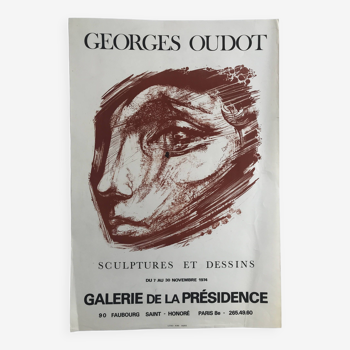 Georges oudot : affiche originale en lithographie galerie de la présidence, 1974