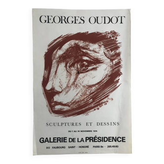 Georges oudot : affiche originale en lithographie galerie de la présidence, 1974