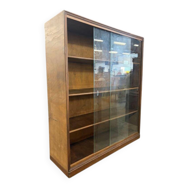 Vitrine, étagère, bibliothèque vintage en bois