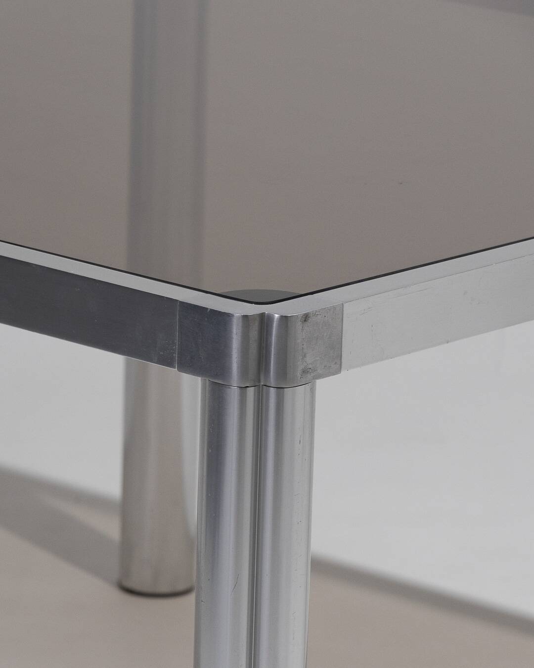 Glass and chrome dining table, 1970s