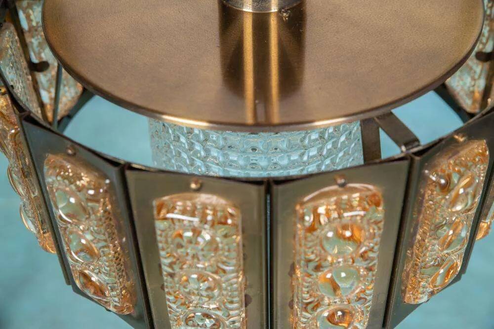 Vintage glass suspension, Danish design, mid-century hanging.