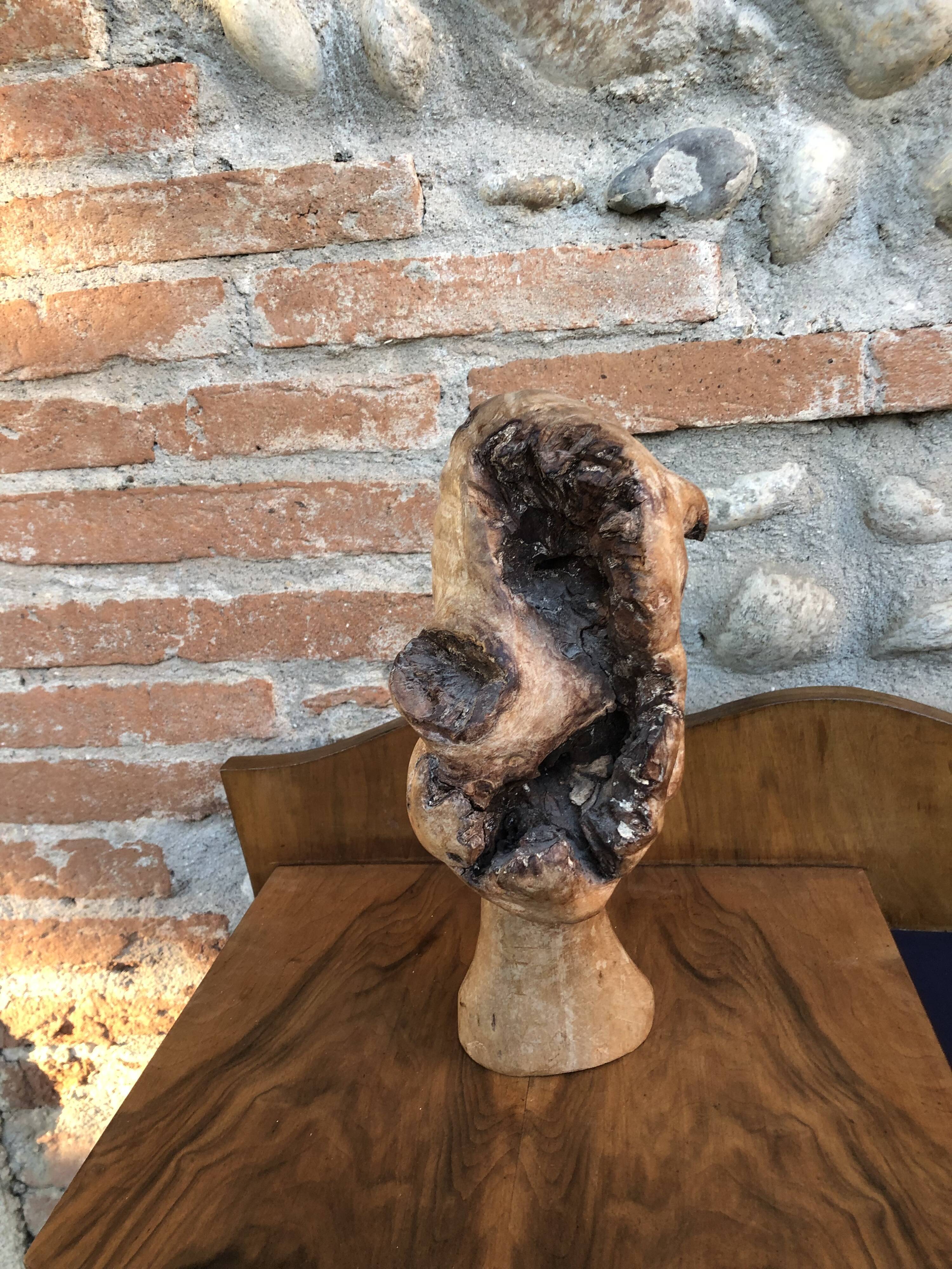 Wood head sculpture