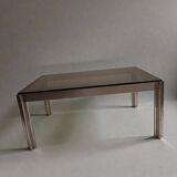 Aluminium coffee table with smoked glass by Georges Ciancimino, 1970.