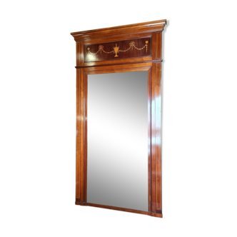 Louis XVI-style panoramic mirror in mahogany - 238x123cm