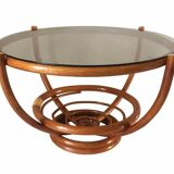 Rattan and smoked glass coffee table 1970