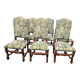 6 Louis XV style solid wood chairs with jacquard upholstery.
