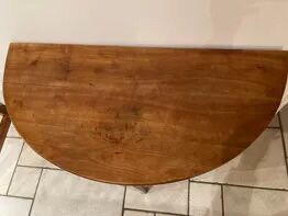Half moon table with cherry and walnut