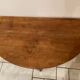 Half moon table with cherry and walnut