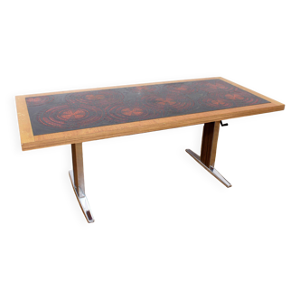 Table basse ajustable, système monte et baisse 1970