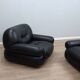 Pair of Mobil Girgi Sapporo armchairs black leather Italy 1970s