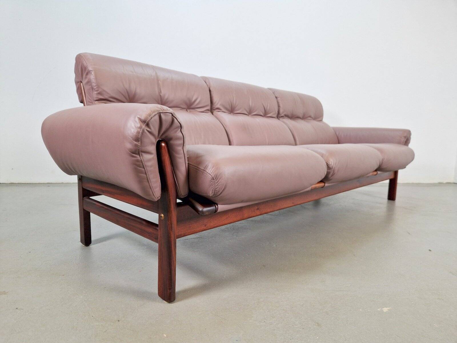 Vintage Teak Leather Sofa from Coja, Netherlands, 1960s