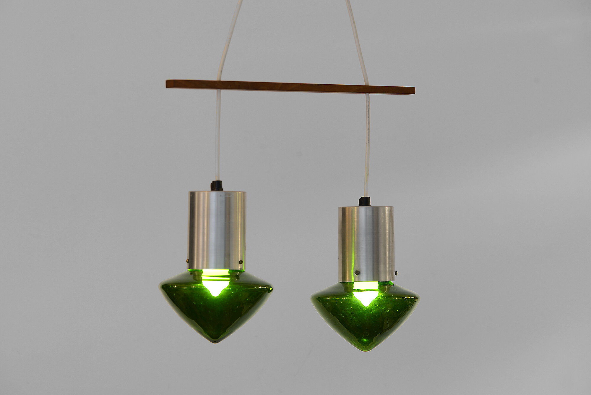 Pair of green glass pendant lights Sweden 1960s