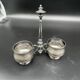 Double salt dish, silver metal, round base, socket, engraved decor, table decoration, chic, hallmark