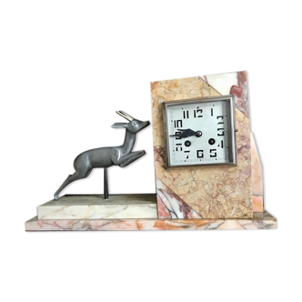 Ancient Art Deco pendulum marble antelope regulates