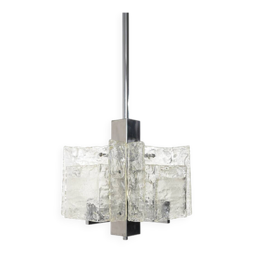 Chandelier in chromed metal and glass, 1970s