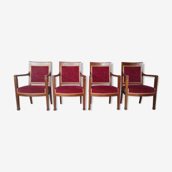 Suite de 4 fauteuils Directoire en acajou