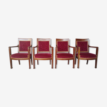 Suite of 4 Directoire armchairs in mahogany