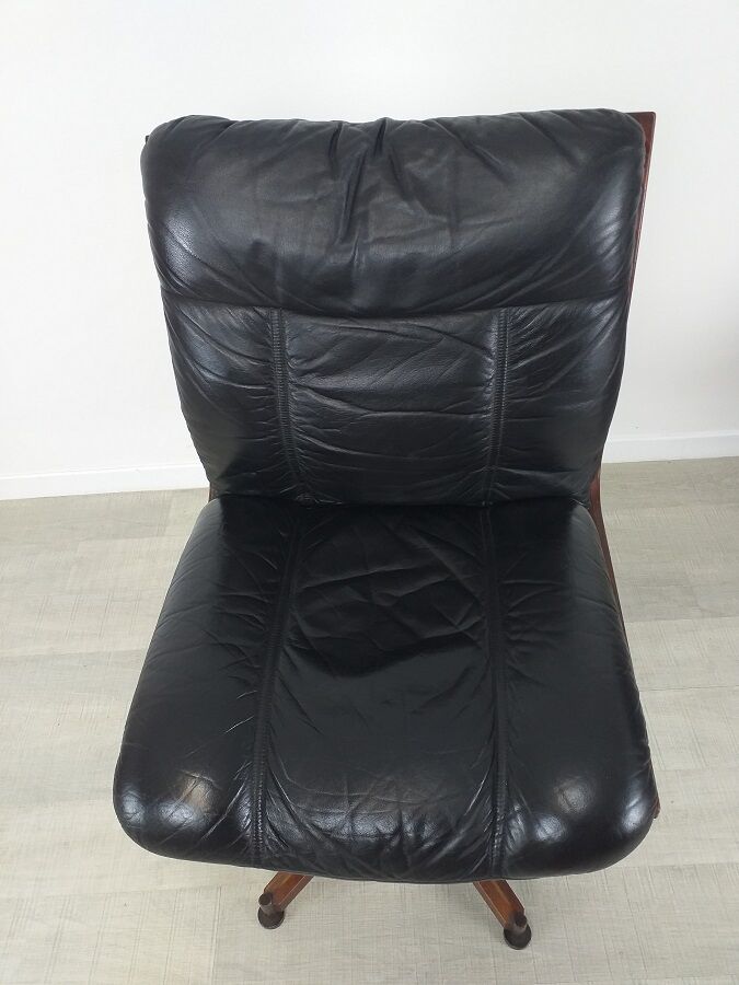 Vintage Scandinavian leather office armchair 60s