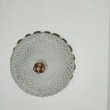 Plafonnier verre pointe de diamant et laiton 70's