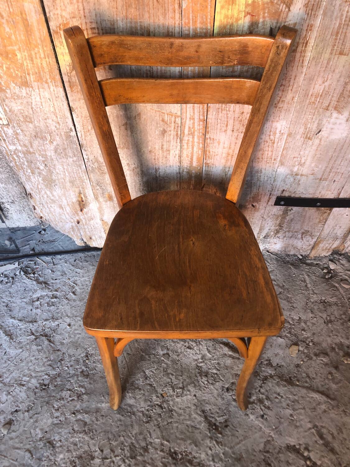 Old vintage baumann light wood bistro chair #a566